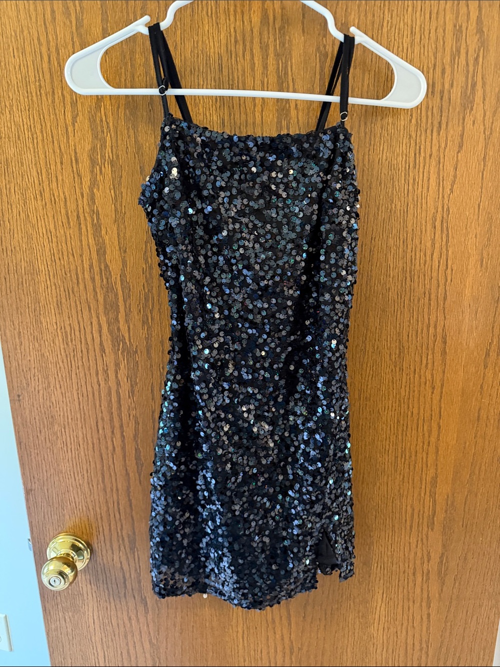 wild fable Black Sequin Spaghetti-Strap Mini Dress